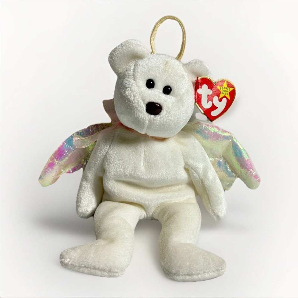 1998 Ty Beanie Babies HALO Angel Bear White Halo Variant Retired Rare Errors Tag